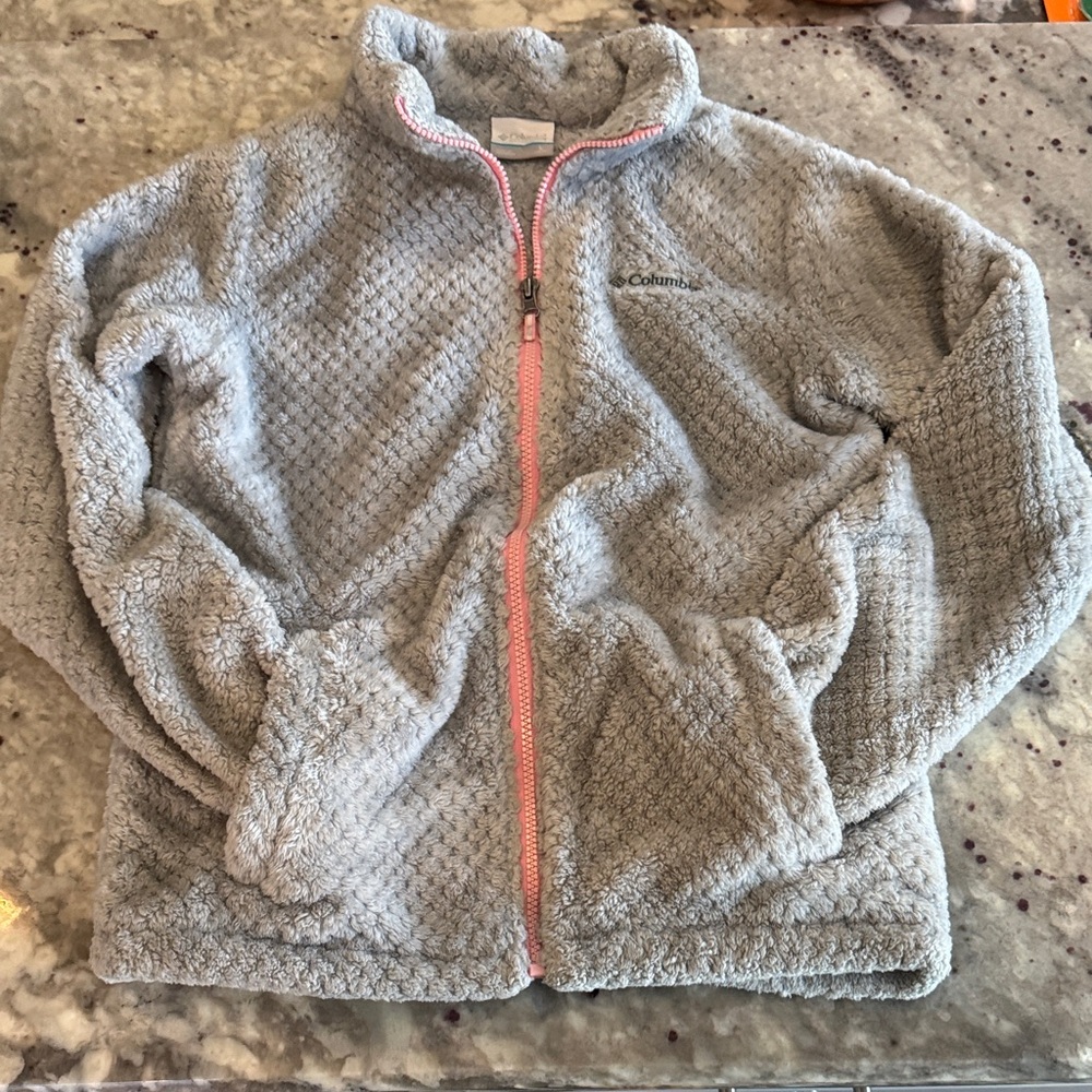 Columbia Soft Gray Jacket with Pink Accents